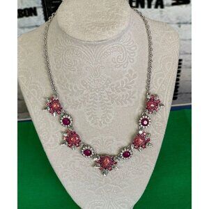 INC International Concept Silver-Tone Pink Stone Cluster Statement Necklace